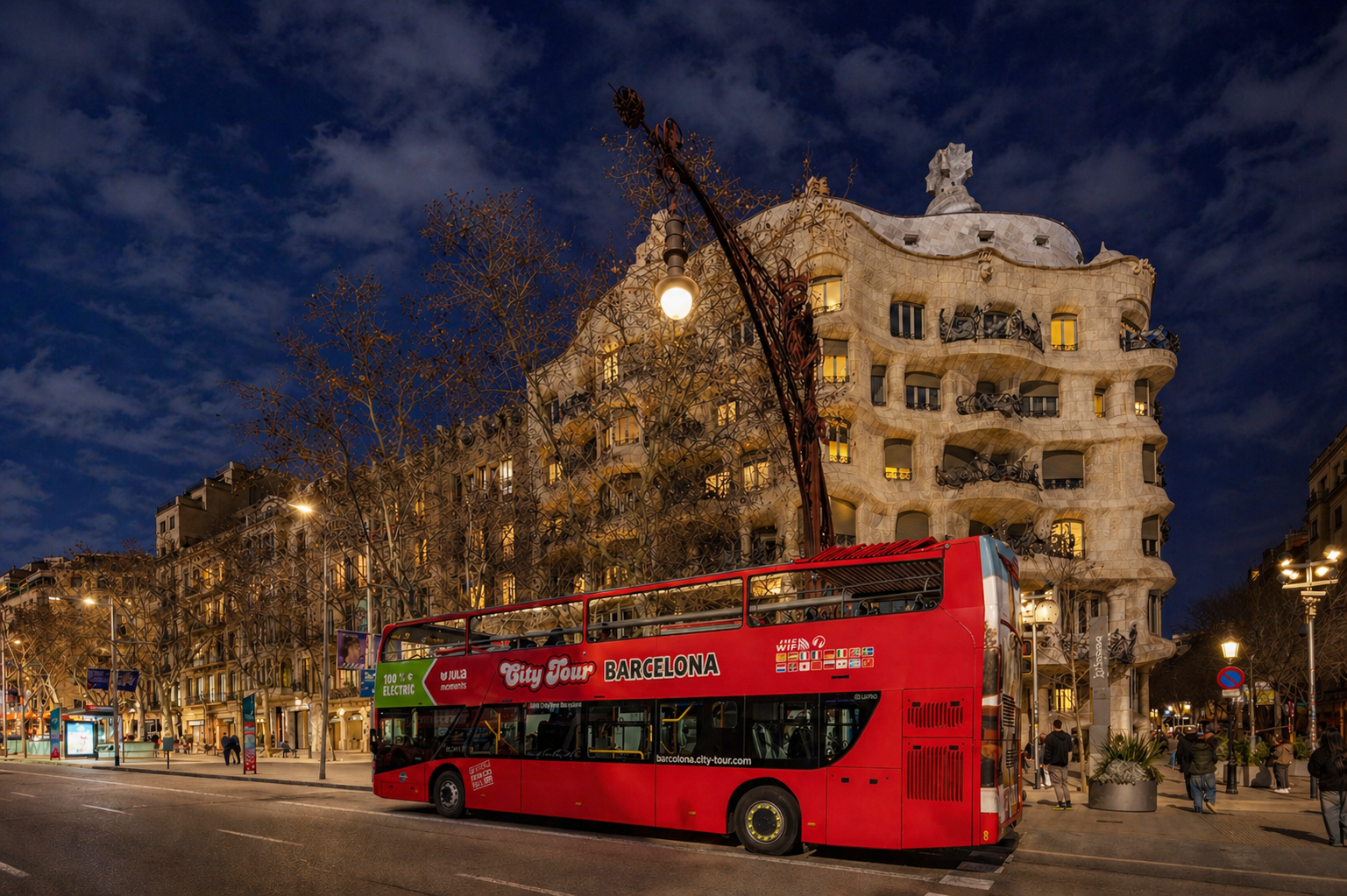 Casa Milà at night